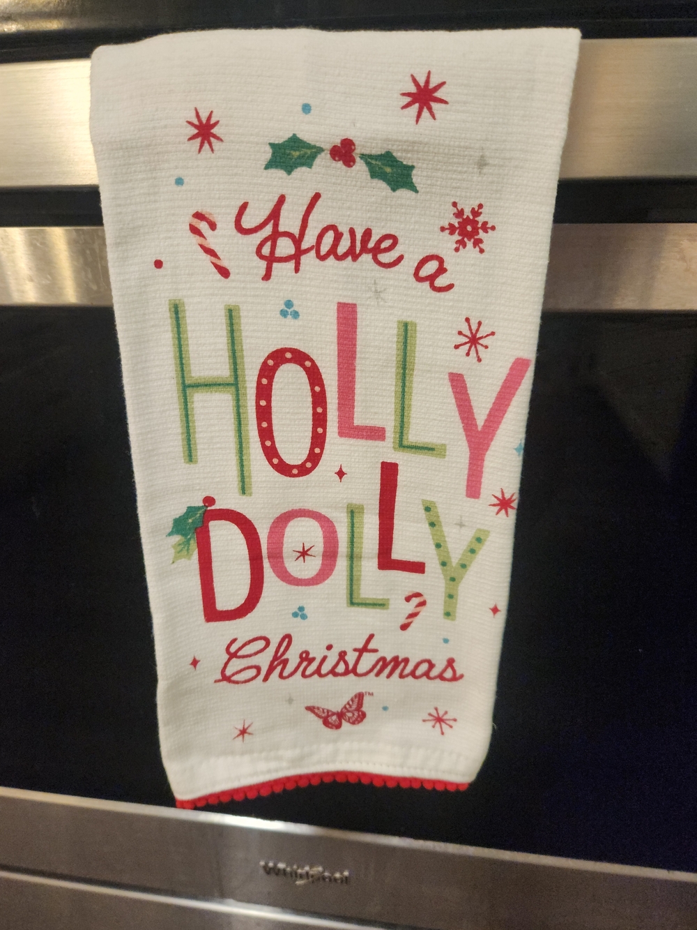 Holiday 'Have a Holly Jolly Christmas' White Kitchen Towel - Red & Green
